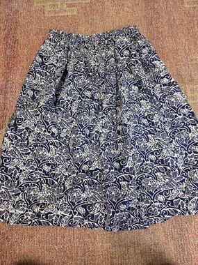 Vintage batik soft cotton Aline pleated midi skirt size medium
